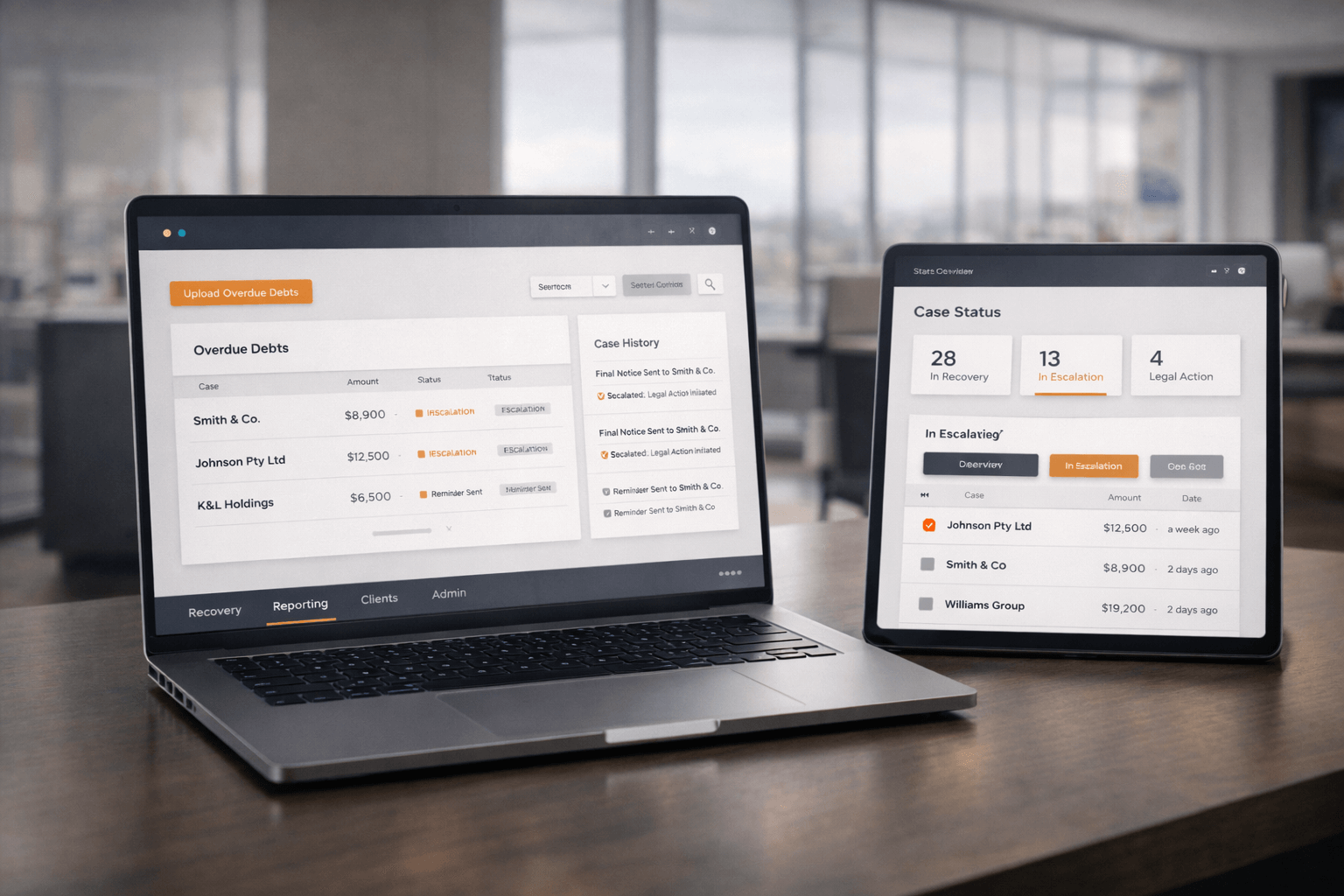 UCC Collect portal interface shown on desktop and tablet